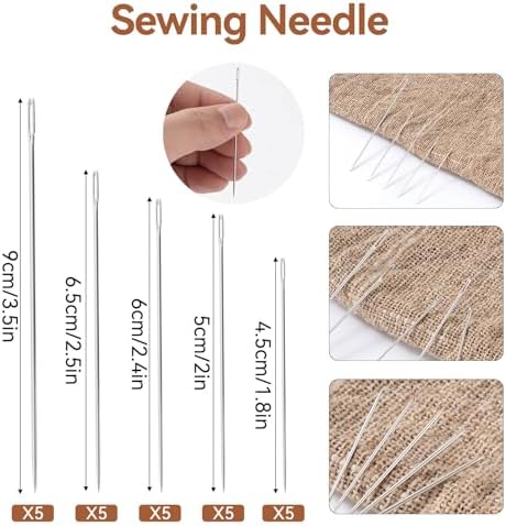 55 PCS Sewing Kit for Adults & Beginners, Steel Needles for Hand Sewing, Accessories and Supplies, Needle and Thread Kit for Hand, Home, Travel & Clothing Repair - Image 3