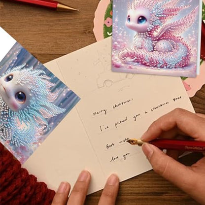 TDFERAN Diamond Painting DIY Beautiful Greetings Cards Set of 6 with Envelopes Paint by Numbers Kit for Adults Blank Note Cards Perfect Stationary Set for All Occasions Thinking of You Cards Dragon - Image 7