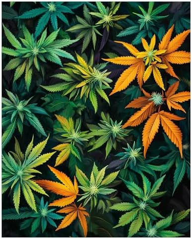 ARNLRDYA Green Plants Paint by Number Kit, Marijuana Leaf, Green by ARNLRDYA