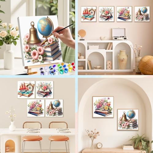 Camocin 4 Pack Framed Paint by Numbers Kit for Adults with Wooden Easel - Image 7