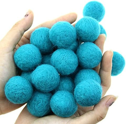 Zasy 30mm Needle Wool Felt Balls Foam Filled Wool Felt Pom Pom Home Decor DIY (Turquoise) - Image 2