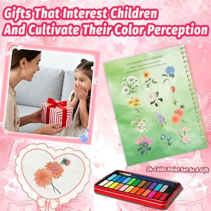Watercolor Workbook - Coloring Book Beginner Friendly Painting Kit, Watercolor Workbooks for Adults with 24 Colors Paint, Exploration Gift for Adults Teens (Flowers) - Image 7