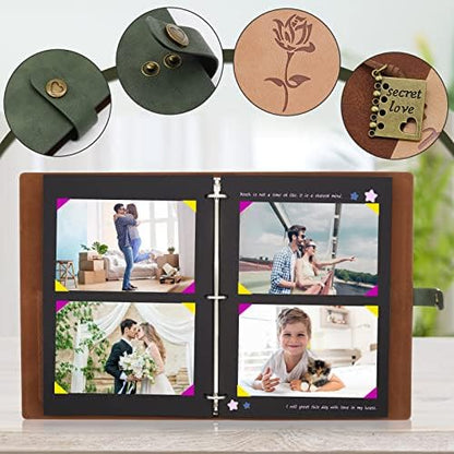 ZEEYUAN Scrapbook Photo Album PU Leather Scrap Book Mothers's Day Gift for Mom Valentines Gift Vintage Family Scrapbook Memory Photo Book 60 Pages - Image 2