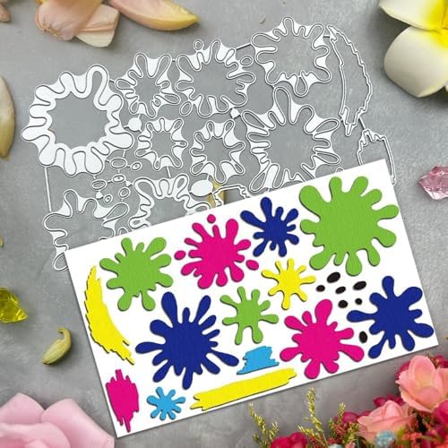 Lapoo Tool Metal Cutting Die for Scrapbooking - Durable, Cut Stencils for DIY Scrapbook Photo Album Decorative Paper Card, Card Making Supplies, Embossing (Colorful Splatter Painting 6.8 x 3.9 in) - Image 5