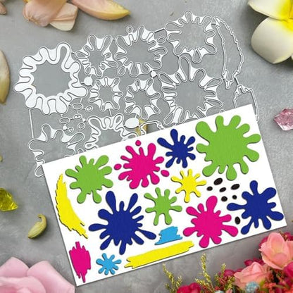 Lapoo Tool Metal Cutting Die for Scrapbooking - Durable, Cut Stencils for DIY Scrapbook Photo Album Decorative Paper Card, Card Making Supplies, Embossing (Colorful Splatter Painting 6.8 x 3.9 in) - Image 5