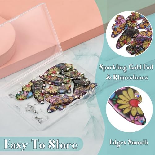 FASHEWELRY 12Pcs Flower Butterfly Wing Earring Charms Transparent Insects Wing Charms Fairy Wings Pendants with Jump Rings Earring Hooks for Crafts Jewelry Making - Image 5