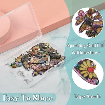 FASHEWELRY 12Pcs Flower Butterfly Wing Earring Charms Transparent Insects Wing Charms Fairy Wings Pendants with Jump Rings Earring Hooks for Crafts Jewelry Making - Image 5