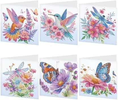 LazyFold 6 Pcs Diamond Painting Greeting Cards Kits for Adults,DIY Animals and Flowers Handmade Festival Greeting Cards withEnvelopes DIY Diamond Art Crafts Birthday Cards Creative Gift by LazyFold