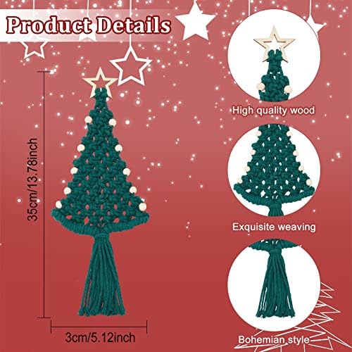 FREEBLOSS 4 Set Christmas Tree Macrame DIY Kit for Beginners Christmas Tree Hanging Ornaments for Holiday Wall Hanging, Come with Step by Step Tutorial - Image 5