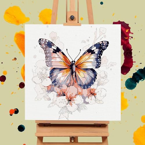 Offito Framed Paint by Numbers Kit for Adults Beginners, Butterfly Flowers - Image 4