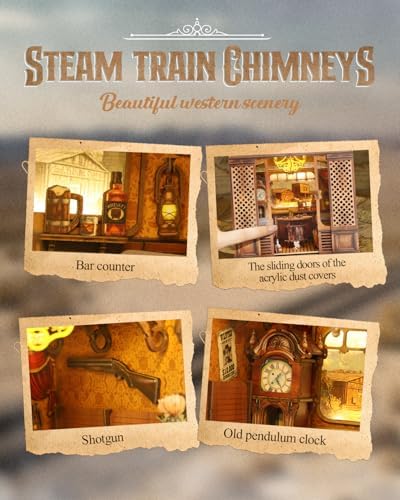 Book Nook Kit, 3D Wooden Puzzles for Adults, DIY Miniature House Kit for Adults, Booknook with LED Light, Gifts for Family, Friends and Book Lovers, Bookshelf Decor(Retro Train) - Image 3