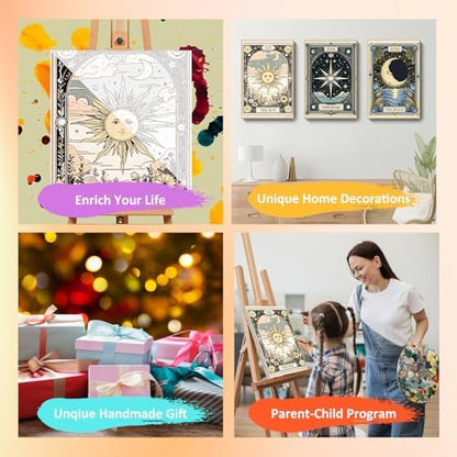 Tarot Paint by Numbers Kit for Adults with Frame, 3 Pack, 7.8x11.8 inch - Image 7