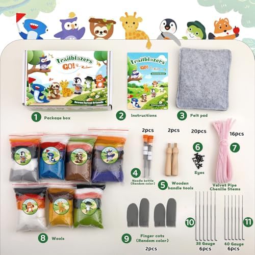 OEHPICC Needle Felting Starter Kit, 7 Cute Buddy Wool Felting Kit - Image 2