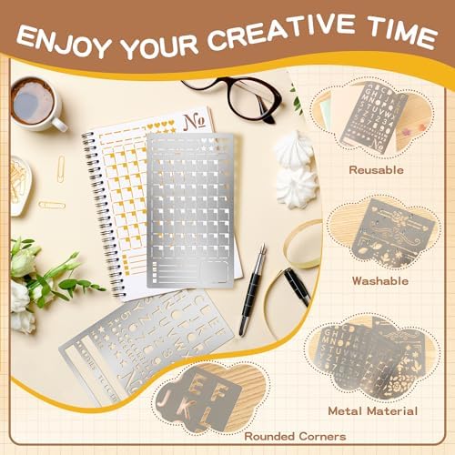 6PCS Planner Stencils, Metal Journal Stencil for Wood Burning - Image 3