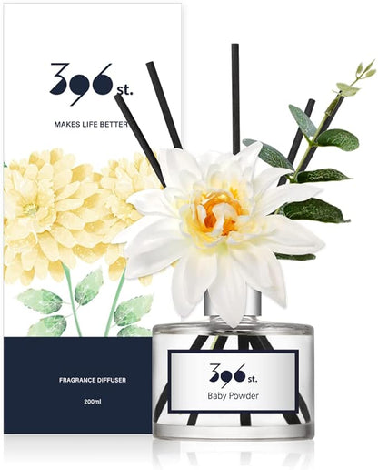 396 st. Dahlia Flower Reed Diffuser, Baby Powder, 200ml(6.7oz) / Reed Diffuser Sets, Home Fragrance, Scented Oils, Home & Bathroom Décor