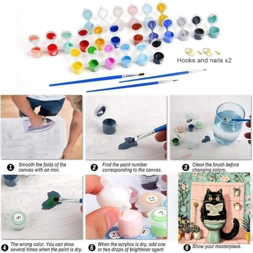 BYGFHLYW Funny Black Cat Paint by Numbers Kit for Adults Beginners - Image 6