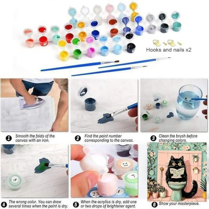 BYGFHLYW Funny Black Cat Paint by Numbers Kit for Adults Beginners - Image 6