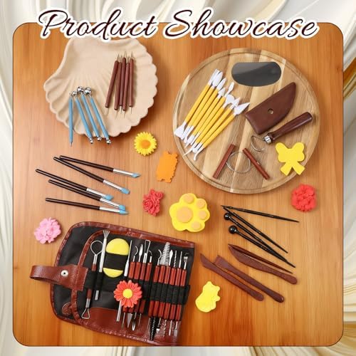 48PCS Pottery Tools Kit for Sculpting, Polymer Clay Tools Kit, Ceramics Modeling Tool, Clay Carving Tool with a Storage Bag, for DIY Handcraft Modeling, Trimming, Shaping, Carving, Dotting - Image 7