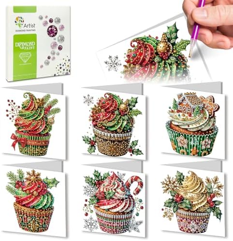 DIYDeligths 6Pcs DIY Foldable Diamond Art Painting Greeting Cards Creative Birthday Festivals Handmade Thank You Card Set Blessing Greeting Card Craft Gift Idea (Cupcake) by DiamondPaintingOrnament