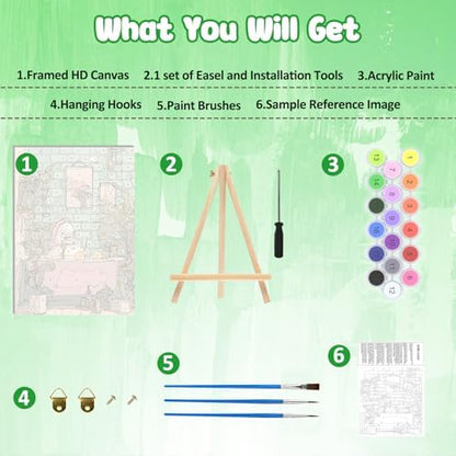 MAXBYE Duck Framed Paint by Numbers Kits for Adults with Wooden Easel, Easy Adult Paint by Number Kits on Canvas, DIY Oil Paintings for Beginners Gift Home Wall Decor 10×14 Inch - Image 6