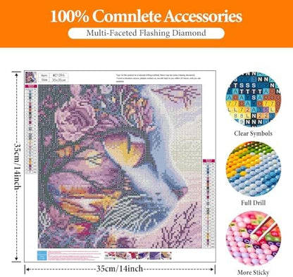 Lophomie Diamond Art Kits for Adults, 5D Cat Diamond Painting Kits 14x14 in - Image 5