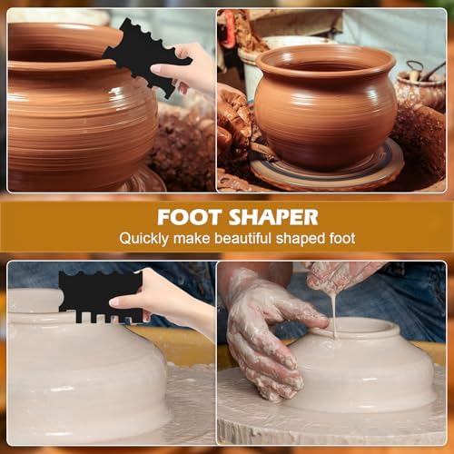 12Pcs Acrylic Pottery Rim Lifter and Pottery Ribs Foot Shaper Kit Pottery Ribs Pottery Carving Tools Pottery Shaping Toolm for Plate, Bowl,Slab Forms DIY Carving Molds Clay Ceramics,4 Design - Image 3