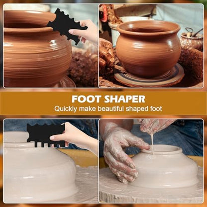 12Pcs Acrylic Pottery Rim Lifter and Pottery Ribs Foot Shaper Kit Pottery Ribs Pottery Carving Tools Pottery Shaping Toolm for Plate, Bowl,Slab Forms DIY Carving Molds Clay Ceramics,4 Design - Image 3