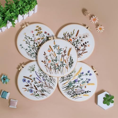GLTAYLMY Flower Embroidery Kit for Beginners with Pattern and Instructions,3 Pack Cross Stitch Kits,1 Plastic Embroidery Hoops,Threads and Needles,Needlepoint Kit for Adults - Image 6