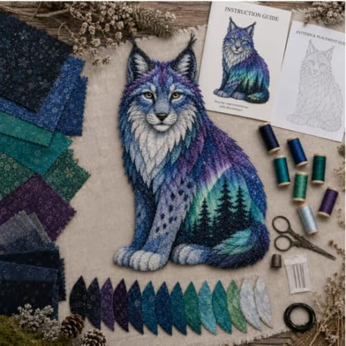 Northern Lights Wildlife DIY Patchwork Kit, Creative Fabric Craft Sewing Kit for Adults, Handmade Home Decor Project by Unknown