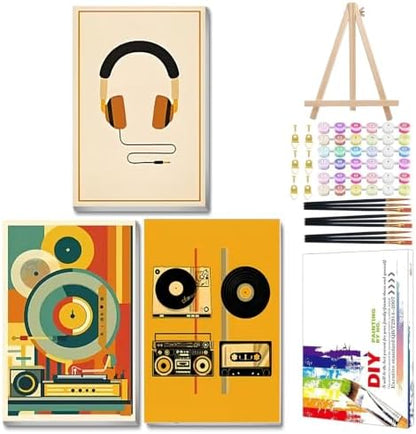 Mandun Music Paint by Numbers Kit for Adults, 3 Pack, 7.8x11.8 inch by MANDUN