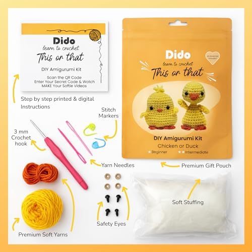 Crochet Kit for Beginners, Duck or Chicken Amigurumi Crochet Starter Kit - Image 2