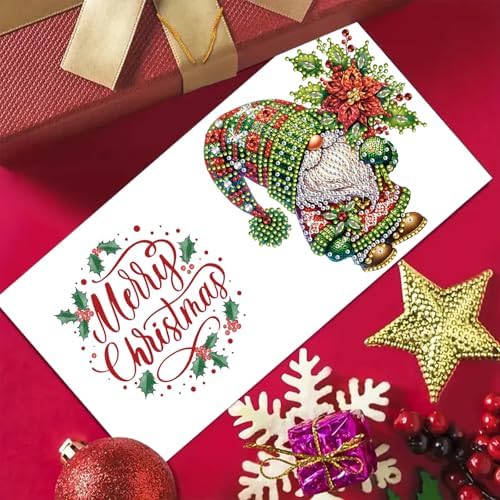 6Pcs Christmas Greeting Card DIY Diamond Art Painting Greeting Cards Blessing Folding Card Kit with White Envelopes Diamond Arts Crafts for Birthday Festival Gift-Goblin02 - Image 3