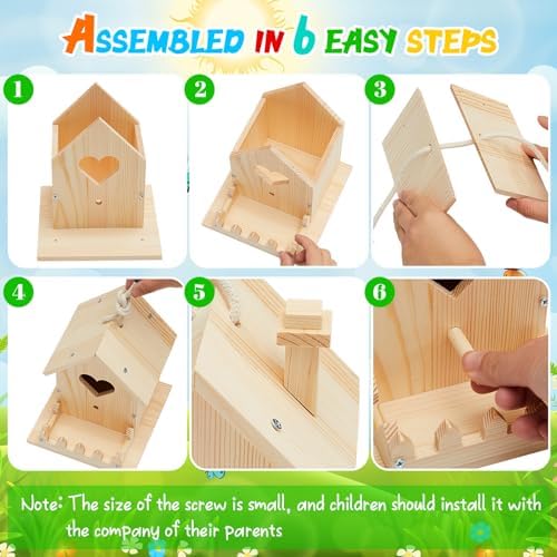 Juexica 4 Pack DIY Birdhouse Kits for Kids 8+ Build and Paint, Assorted - Image 4