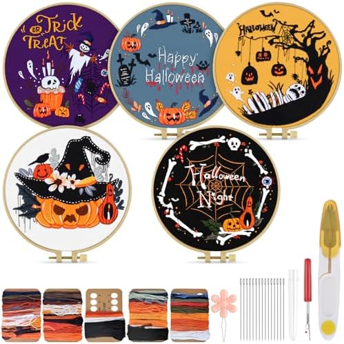 TINDTOP Halloween Embroidery Kit for Adult, Embroidery DIY Starter Kit by TINDTOP