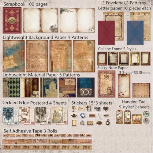 Diuhofart Scrapbooking Supplies Kit, Vintage Magic Scrapbook Kit for Bullet Junk Journal, Stationery, A6 Line Notebook, DIY Journaling Supplies, Birthday Craft Gift for Adults Women - Image 2