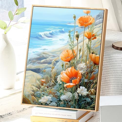 JATOK Paint by Numbers Kits for Adults, Painting Kits for Beginners On Clear Symbols Colored Canvas, Easy DIY Acrylic Pigment Drawing Paintwork for Home Wall Decor, 16x20 in Frameless, Flower - Image 4