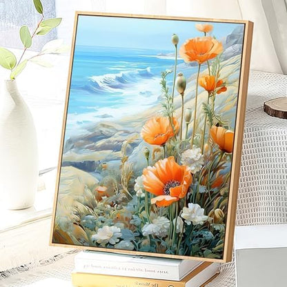 JATOK Paint by Numbers Kits for Adults, Painting Kits for Beginners On Clear Symbols Colored Canvas, Easy DIY Acrylic Pigment Drawing Paintwork for Home Wall Decor, 16x20 in Frameless, Flower - Image 4