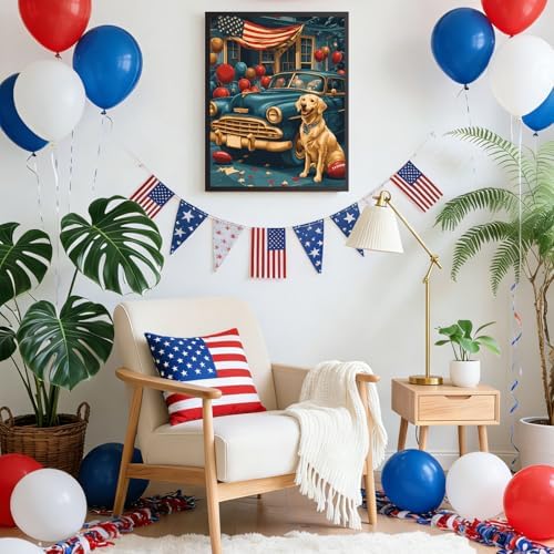 RICUVED Dog Paint by Numbers for Adults, Independence Day Paint by Numbers Kit for Adults Beginners, Flag DIY Acrylic Car Oil Painting on Canvas Easy for Gift Home Wall Decor 16x20 Inch - Image 6