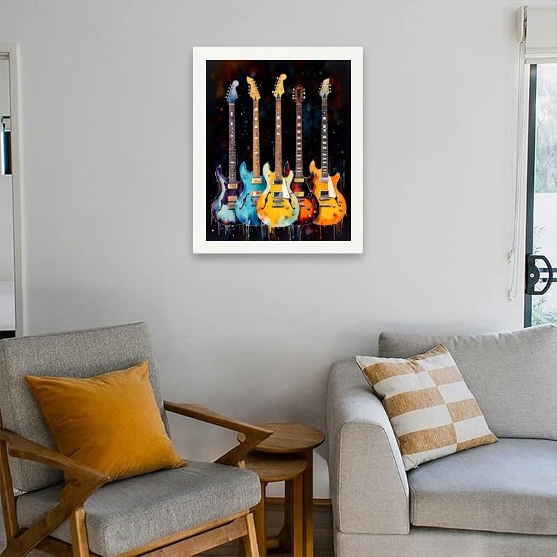 TAOPAOLAB Electric Guitars Paint by Numbers Kit for Adults - DIY Five Instrument Painting on Canvas 16x20, Acrylic Paint Set, Suitable for Beginners, Music for Home Decoration or Gifts - Image 4