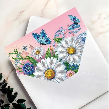 6Pcs Greeting Card DIY Diamond Art Painting Greeting Cards Special Shaped Holiday Blessing Folding Card Kit with Envelope Arts Crafts for Birthday Festival-Flowers03 - Image 7