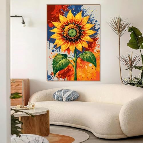 Mowana Sunflower Paint by Numbers Kit for Adults - Flowers Adult Paint by Numbers for Beginners on Canvas with Frame and Easel, Easy Acrylic Oil Painting by Number Kits 8x12 inch - Image 7
