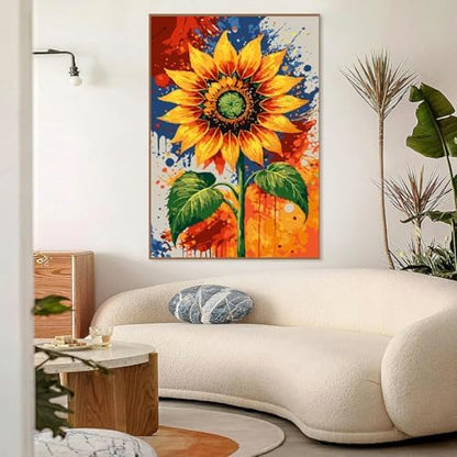 Mowana Sunflower Paint by Numbers Kit for Adults - Flowers Adult Paint by Numbers for Beginners on Canvas with Frame and Easel, Easy Acrylic Oil Painting by Number Kits 8x12 inch - Image 7
