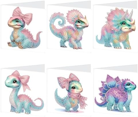 Focart 6-Pack Dragons Diamond Painting Greeting Card Kits, Special Shaped Diamonds Painting, DIY Handcraft for Relatives and Friends with Wishes,Unique Design Crafting for Birthday or Holiday Cards by PremiumDiamondArt