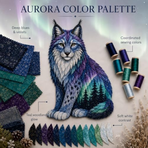 Northern Lights Animal Embroidery Kit DIY Fabric Patchwork Craft Set (R+L) - Image 7
