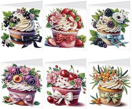 JISHSHAY 6 PCS Cupcake Diamond Painting Greeting Cards Cake Diamond Art Birthday Cards with Envelopes Gem Art Mosaic Kits for Adults, for Anniversary Valentine Thank You Graduation All-Occasion by Unknown