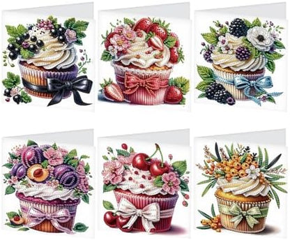 JISHSHAY 6 PCS Cupcake Diamond Painting Greeting Cards Cake Diamond Art Birthday Cards with Envelopes Gem Art Mosaic Kits for Adults, for Anniversary Valentine Thank You Graduation All-Occasion by Unknown
