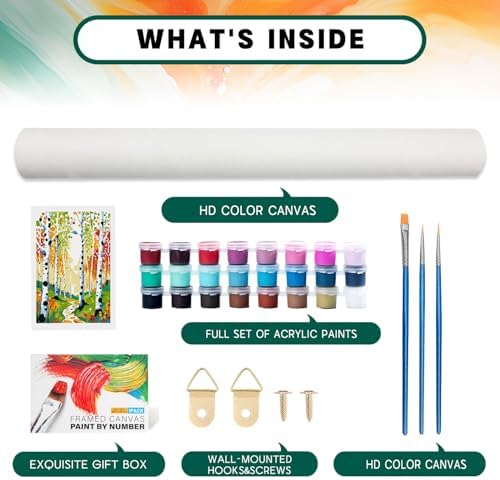 Paint by Numbers Kit for Adults Beginner & Kids Age 8-12 with Wooden Frame, Easy Adult Paint by Number Kits on Canvas, DIY Acrylic Watercolor Oil Paint by Number for Adults for Home Decor 8x12 Inch - Image 5