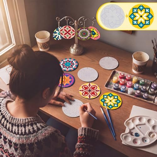 Trnayi 24 Pcs Paint by Numbers Keychains, 12 Mandala Designs for Adults - Image 6