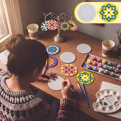 Trnayi 24 Pcs Paint by Numbers Keychains, 12 Mandala Designs for Adults - Image 6