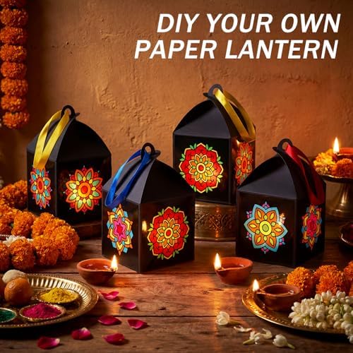 Maitys 16 Sets Diwali Lantern Craft Kit, Mandala Paper Lanterns for Adults - Image 2